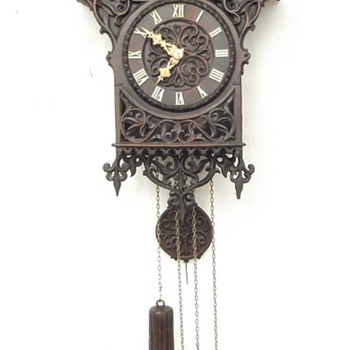 Gorgeous hand carved, Johann Baptist Beha 1-off Gothic wall cuckoo clock. Ca 1870. - Clocks
