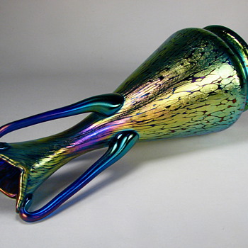 rare signed cobalt blue Loetz Papillon - Art Glass