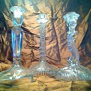 Clear glass candlesticks - Art Glass