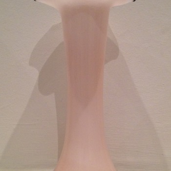 Pink Welz tango ruffle vase with dark blue trim - Art Glass