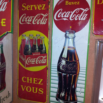 Two Canadian 1950's Vertical Signs - Coca-Cola