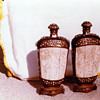 11 inch carved ivory or bone and metal snuff bottles 