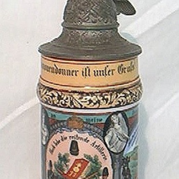 Imperial German beer Stein of a Prussian Mounted Artilleryman 