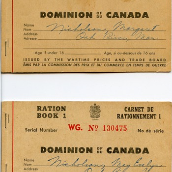 Canadian WW II ration books - Military and Wartime