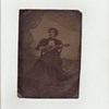 Large Tintype of Woman Playing Stringed Instrument