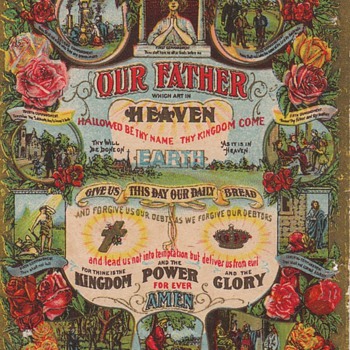 Victorian Lithograph Lord's Prayer - Victorian Era