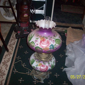 Purple hand painted table lamp - Lamps