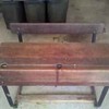 RARE Child's Twin Seat Antiques Wooden School Desk