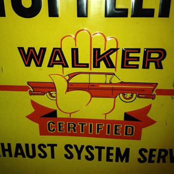 1950's Walker Mufflers Tin Sign...Certified Exhaust System Service - Advertising