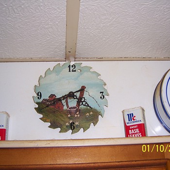 Painted saw blade from the 1970's - Clocks