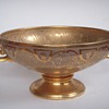 Large gold leafed Porcelain bowl~faces on handles, extensive Incised design~Art Nouveau Style