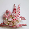 Vintage Pink Swan Brooch 1940's Moonstone and Rhinestone Coro