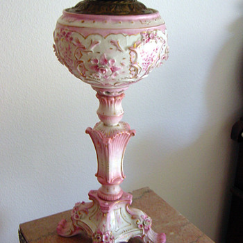 Antique German Dresden Kerosene Lamp - Lamps