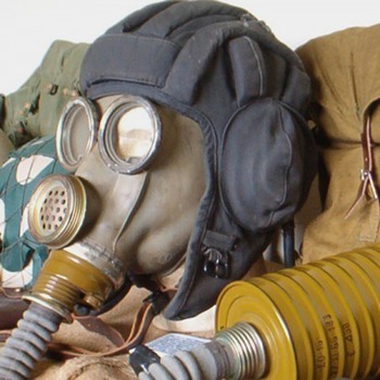 Russian tank commander helmet & communications gasmask