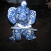 Blue Vintage floral print patchwork Porcelain elephant