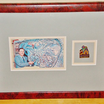 1955 Disneyland Postcard (with commemorative pin)