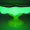 KRALIK Czechoslovakia Art Deco Exported glass Open Compote Uranium Knuckle 1930's