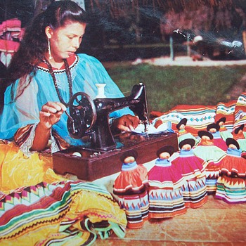 Singer Sewing Machine on Vintage Post Card - Sewing