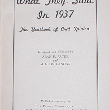 What They Said in 1937