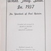 What They Said in 1937