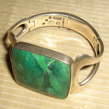 1960's Sigi Pineda azurite or chrysocolla sterling bracelet - Fine Jewelry