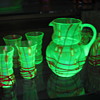 Kralik Czechoslovakia vaseline glass beverage set 