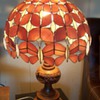Pair of  Hawaiian Style Lamps Carved Koa with Seashell Butterfly Shades