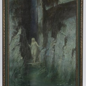 Hermann Hendrich "symbolist bathing nude" 1900 - Art Nouveau