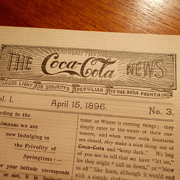1896 The Coca-Cola News, extremely rare newsletter - Coca-Cola