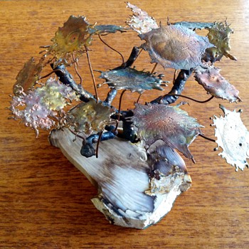 Brutalist Metal Tree Sculpture - Visual Art