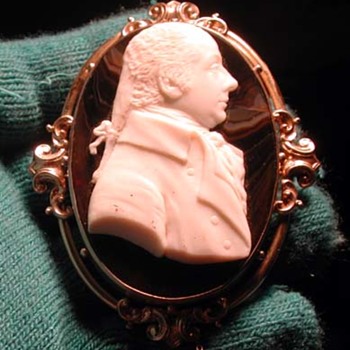 Huge shell and agate cameo of man - Victorian Era
