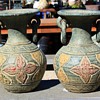 Pair of vases w/ ring handles - 60s? 70s? 80s? i can't tell...