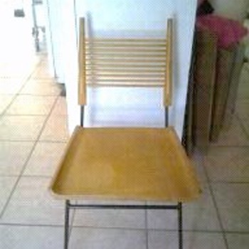 no marks, seat is 4 part wood w/ dowel back and 2 missing 