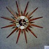 Elgin Walnut or Teak Brass "Sunburst" / "Starburst Clock" /  Circa 1960's 1970's