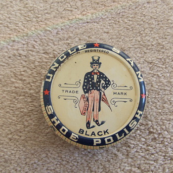 Uncle Sam shoe polish with patriotic container - Advertising