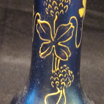 Loetz Blue Melusin Vase with Applied Enamel Decoration? - Art Glass