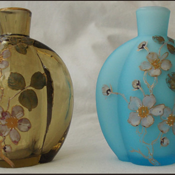A TALE OF TWO VASES - HARRACH ? MINI VASES OR PERFUME BOTTLES - Art Glass