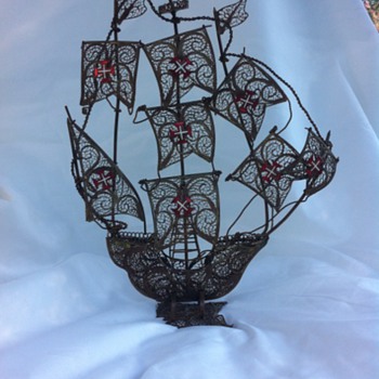 Filagree Sailing Ship - Folk Art
