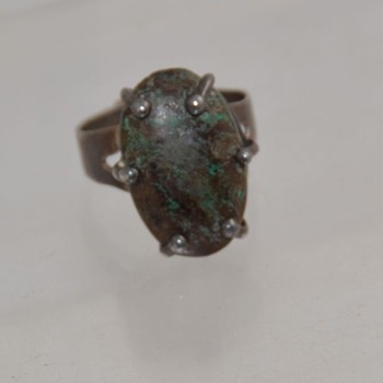 Prong Set Sterling Turquoise Ring Mexico - Unknown Turqoise