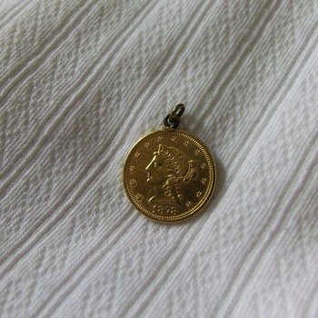 Family Heirloom ~ 1878 2 1/2 Dollar Golden Eagle Coin Pendant
