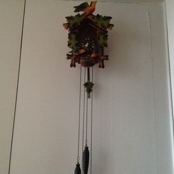 1950's West German 3 bird colourful cuckoo clock. - Clocks