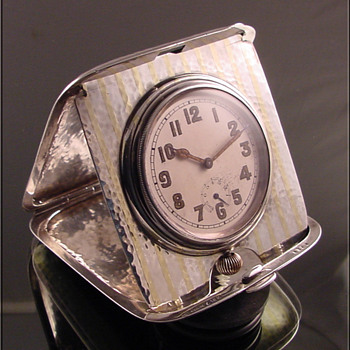 Sterling Silver & 18k Gold Longines Travel Clock With Wind Indicator