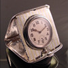 Sterling Silver & 18k Gold Longines Travel Clock With Wind Indicator