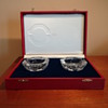 ESTATE CARTIER CRYSTAL ASHTRAYS W/ORIGINAL BOX SIGNED