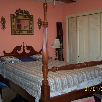 Cherry full size high poster bed - Furniture