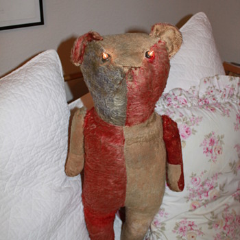 Antique 1917 electric light bulb mohair bear - Dolls