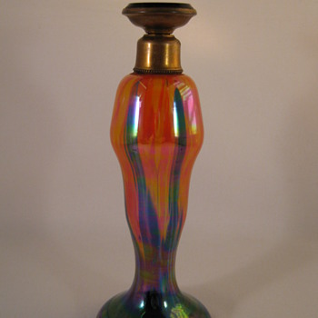 Gorgeous Ruckl Orange Shimmy decor Perfume Bottle with Glass Dauber Art Deco 1920's 30's - Art Glass