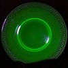 8" Vaseline Plates with gold trim and hand painted flowers set of 10