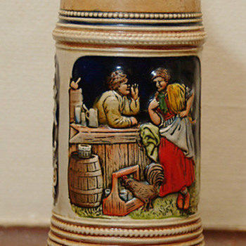 German Stein with music box on bottom,song - Breweriana