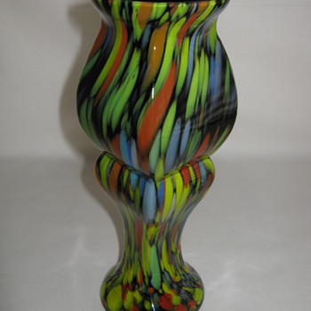 Czechoslovakia art glass vase four sided Spatter over Amethyst by Ruckl ?  - Art Glass